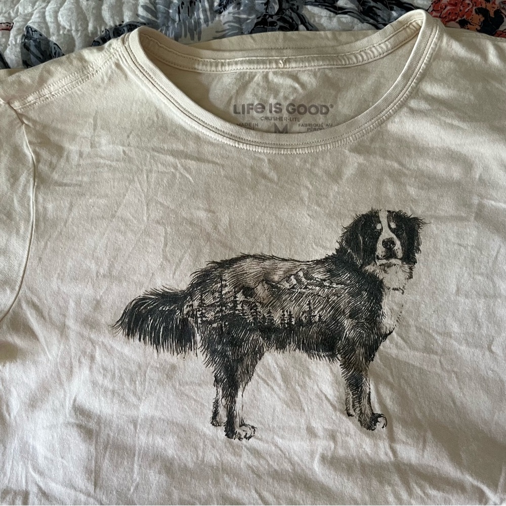 Life Is Good Cream Crusher Lite Tee with Saint Bernard